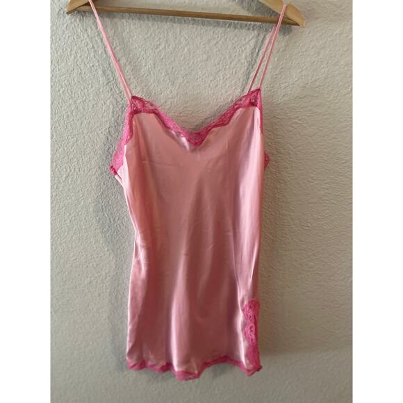 Vintage Y2K Victoria’s Secret Pink Satin Lace Slip Dress NWT Size M Coquette - Picture 2 of 4